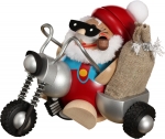 Santa on Motorcycle Smoker, handmade and handpainted wooden smoker from the Erzgebirge, Made in Germany by Seiffener Volkskunst